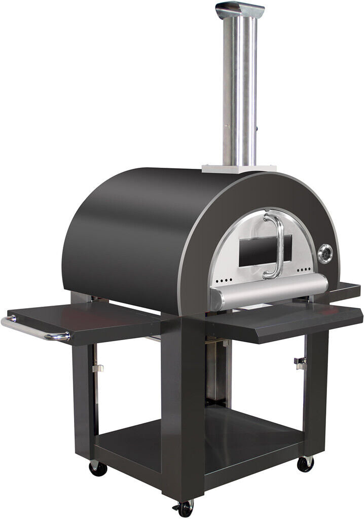 Grill King Charcoal Pizza Oven Outdoor In Black Stainless Steel Artisan Wood-Fired Charcoal Pizza Bread Oven BBQ Grill