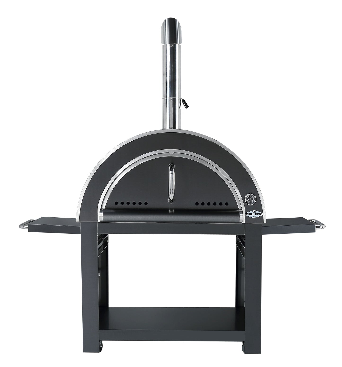 Grill King 30 Inch Charcoal Pizza Oven Outdoor In Black Stainless Steel Artisan Wood-Fired Charcoal Pizza Bread Oven BBQ Grill