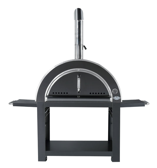 Grill King 30 Inch Charcoal Pizza Oven Outdoor In Black Stainless Steel Artisan Wood-Fired Charcoal Pizza Bread Oven BBQ Grill