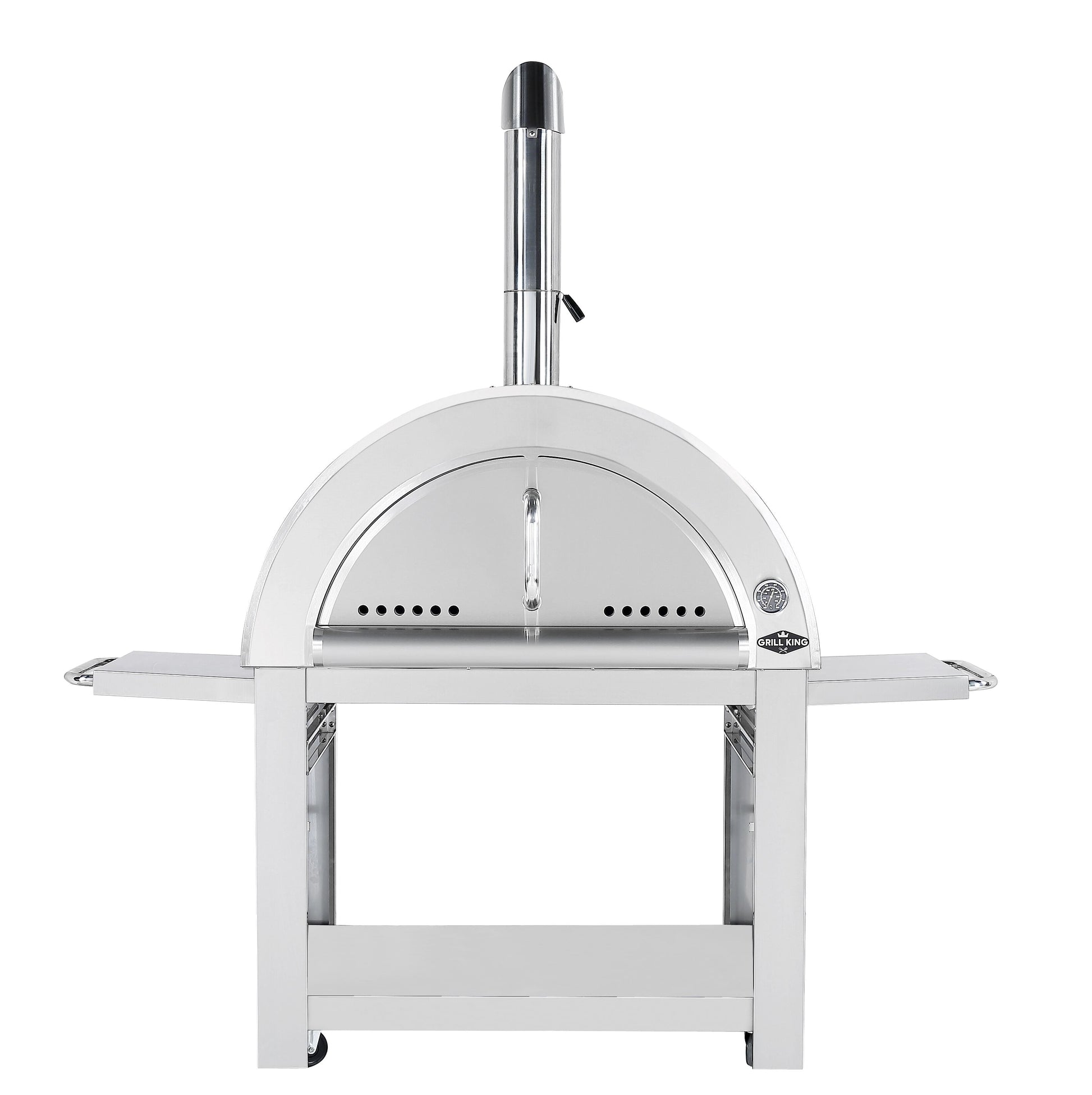 Grill King 30 Inch Charcoal Pizza Oven Outdoor In Black Stainless Steel Artisan Wood-Fired Charcoal Pizza Bread Oven BBQ Grill