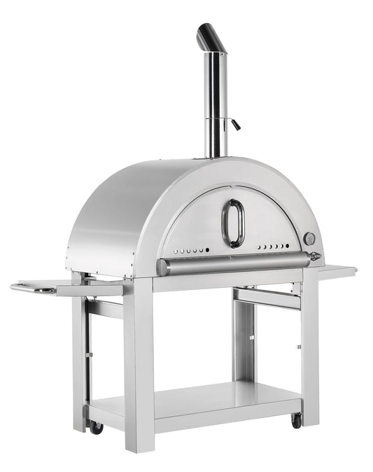 Grill King 30 Inch Charcoal Pizza Oven Outdoor In Black Stainless Steel Artisan Wood-Fired Charcoal Pizza Bread Oven BBQ Grill