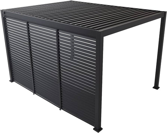 Aluminum Louvered Wall, Side Shade Privacy Screen Panel Suitable for GazeboMate Pergola Gazebo only. Pergola NOT Included. (Black/Charcoal)