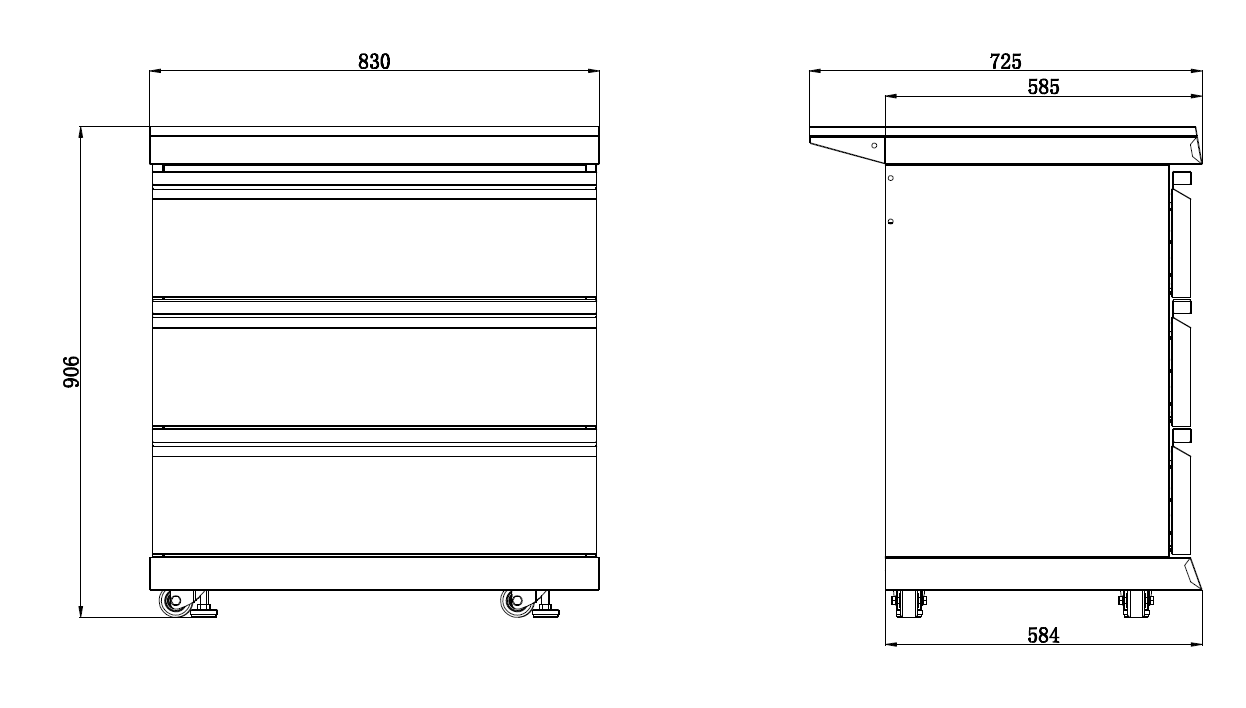 BLACK STAINLESS STEEL KINGSLEY | 3 DRAW STORAGE MODULE