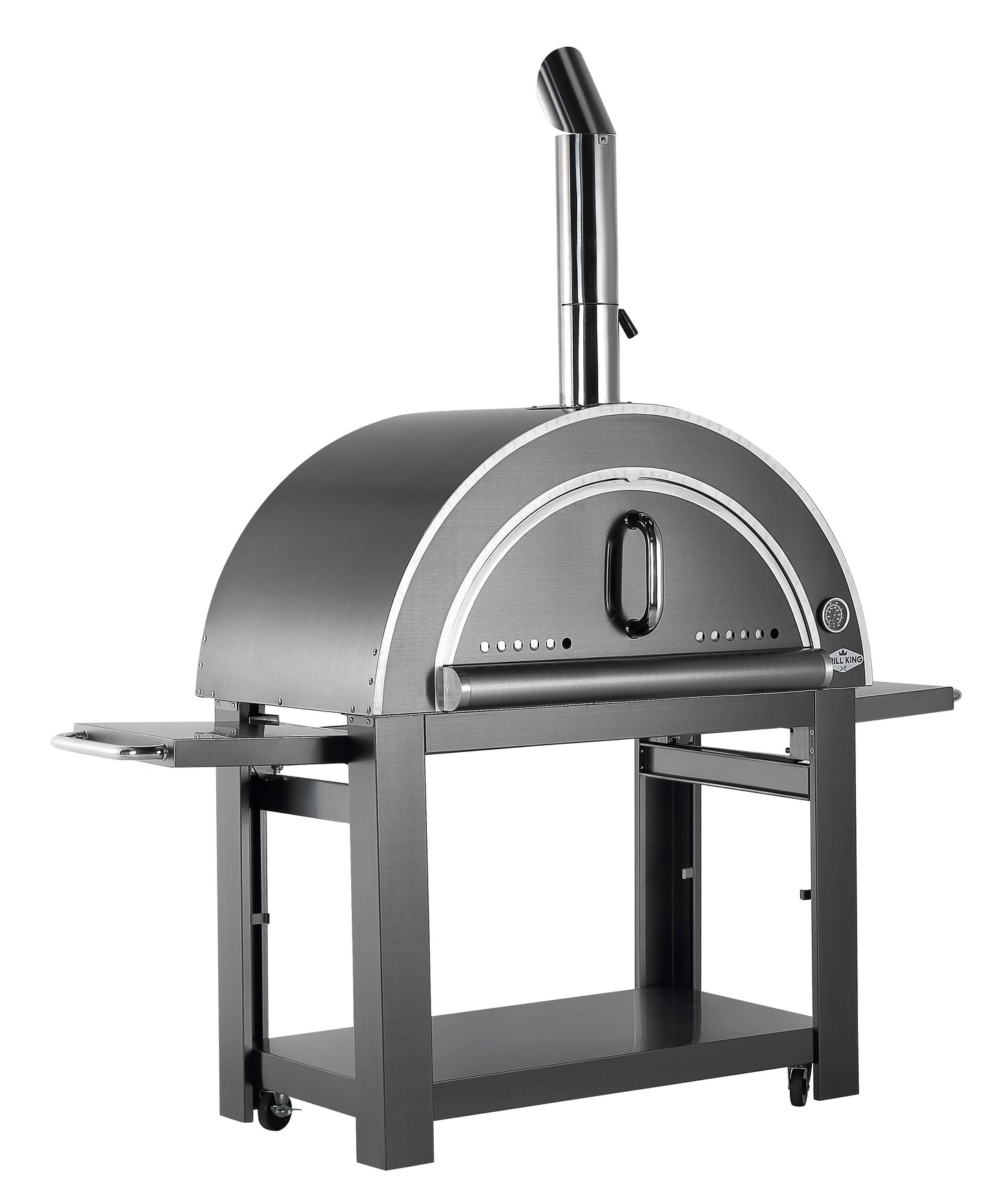 Grill King 30 Inch Charcoal Pizza Oven Outdoor In Black Stainless Steel Artisan Wood-Fired Charcoal Pizza Bread Oven BBQ Grill