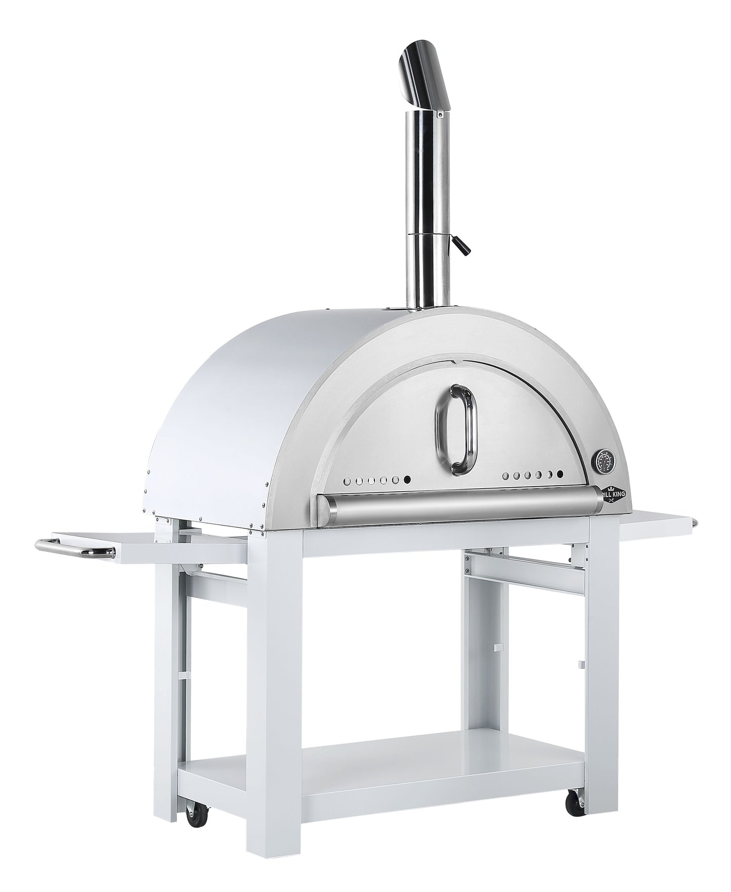 Grill King 30 Inch Charcoal Pizza Oven Outdoor In Black Stainless Steel Artisan Wood-Fired Charcoal Pizza Bread Oven BBQ Grill