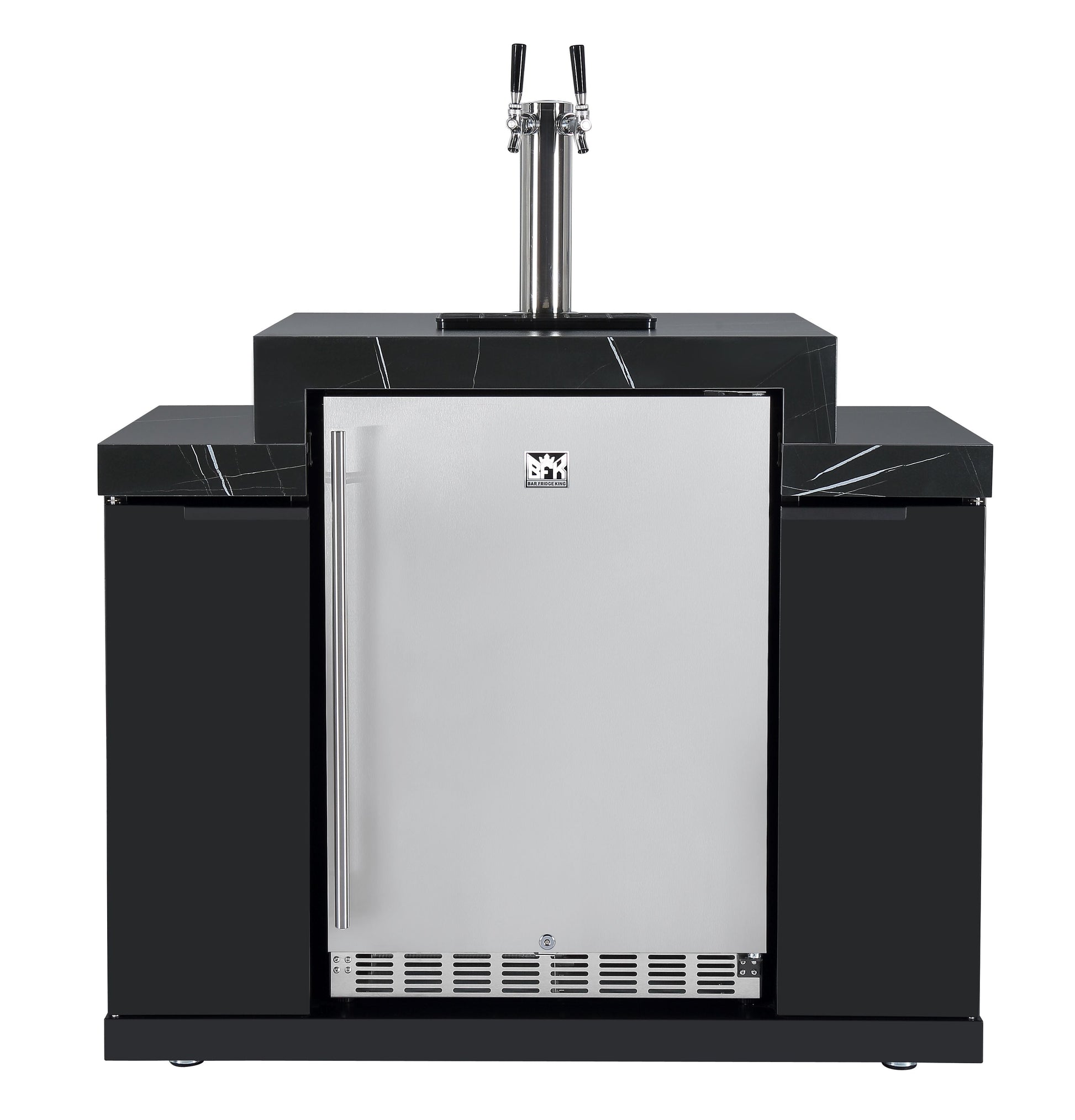 Rockpool Black 6B + 188L Kegerator : Designer Outdoor Kitchen BBQ Package Inc Wok Burner, Fridge, Sink, Rotisserie & BBQ Covers.