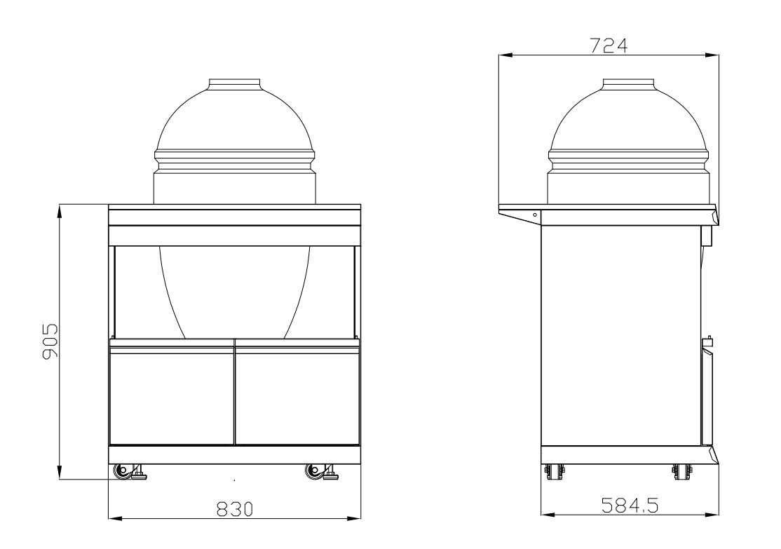 Kingsley 6-Burner Outdoor BBQ Kitchen + 21” Smoker Module: Black Stainless Steel, Stone Bench, Fridge, Sink, Height Adjustable, Rotisserie with BBQ Cover