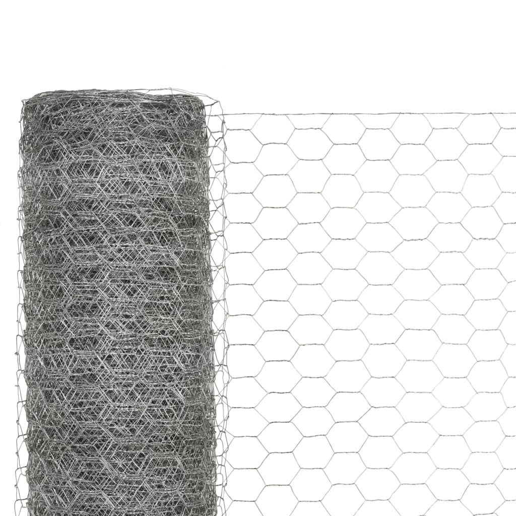 Chicken Wire Fence Galvanised Steel 25x1,5 m Silver