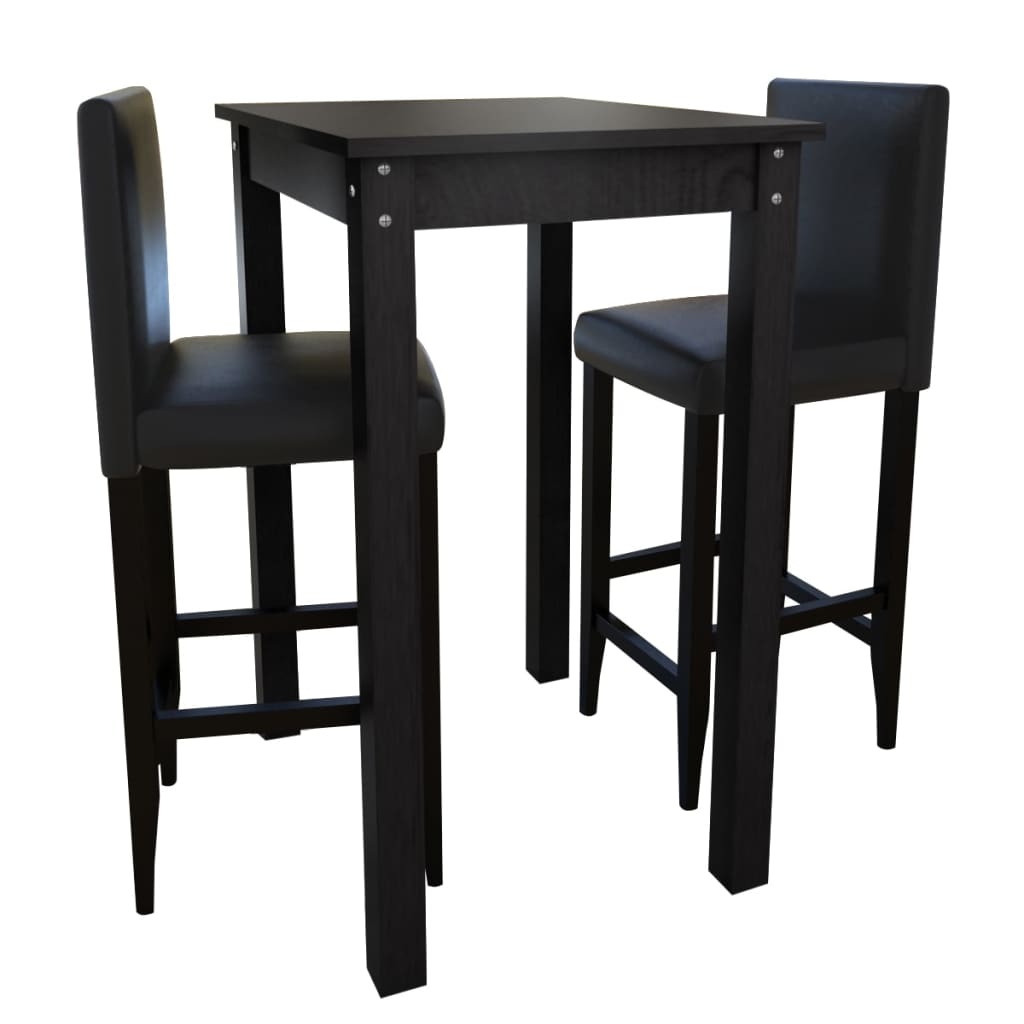 Table with 2 Bar Chairs Black (240379+240071)