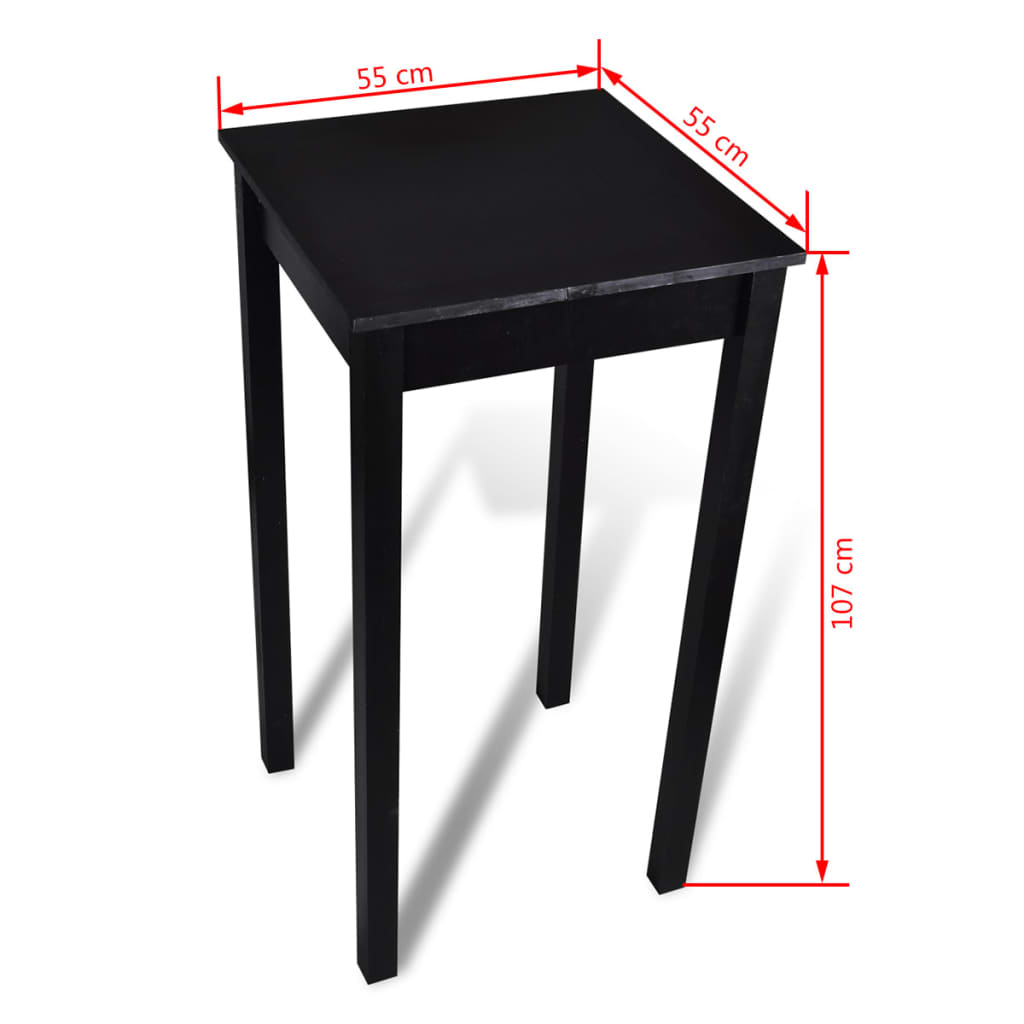 Table with 2 Bar Chairs Black (240379+240071)