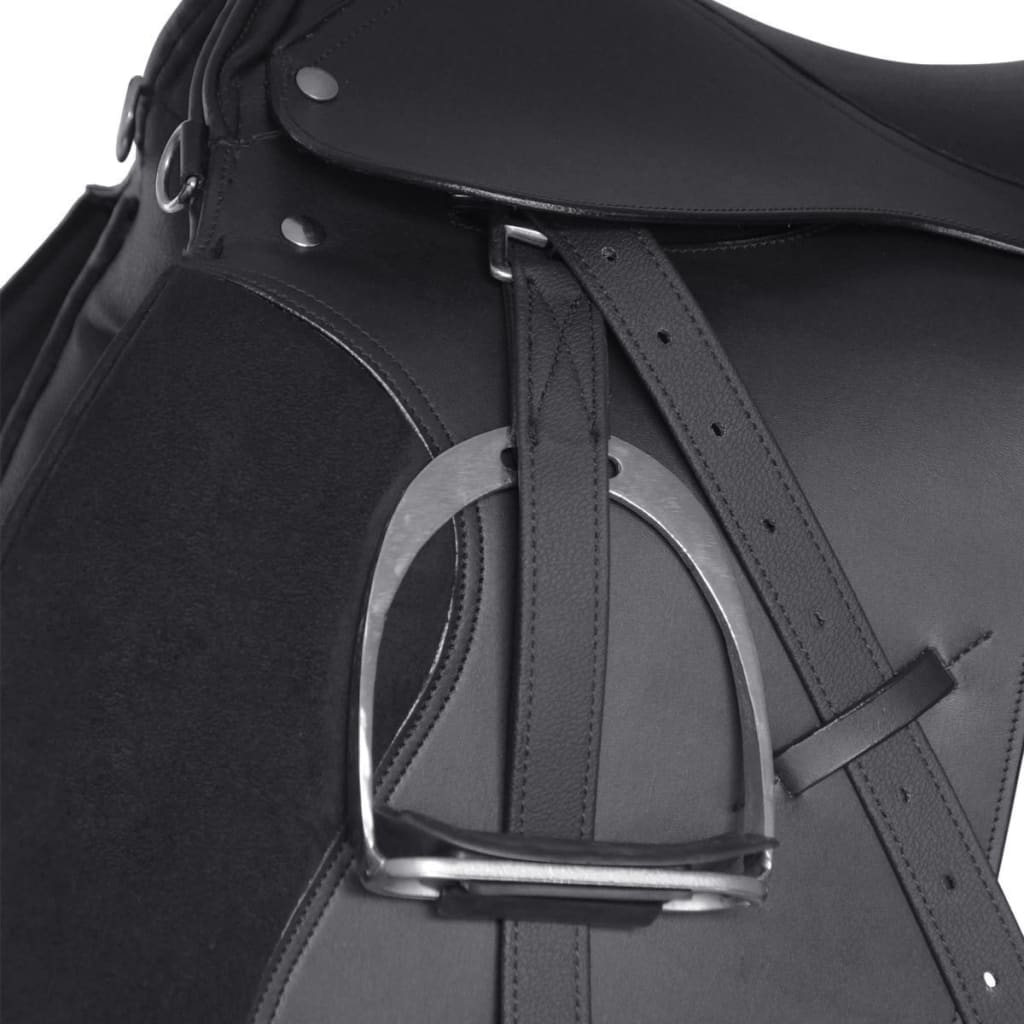 Riding Saddle Set 17,5" Real Leather Black 18 cm 5-in-1