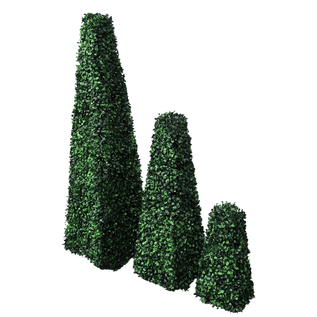 of 3 Artificial Boxwood Pyramid Topiary