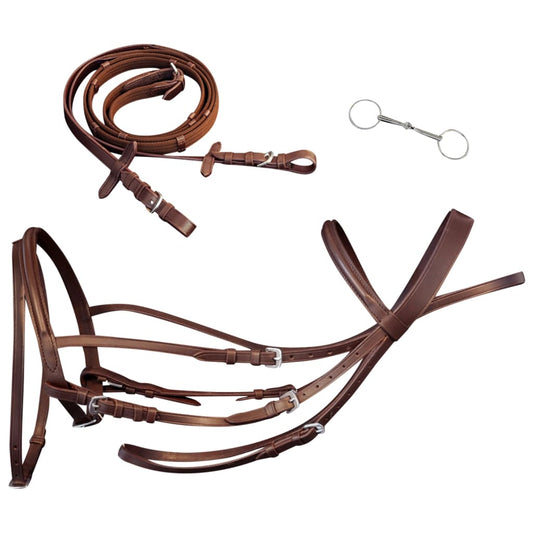 Flash Bridle with Reins and Bit Brown Pony