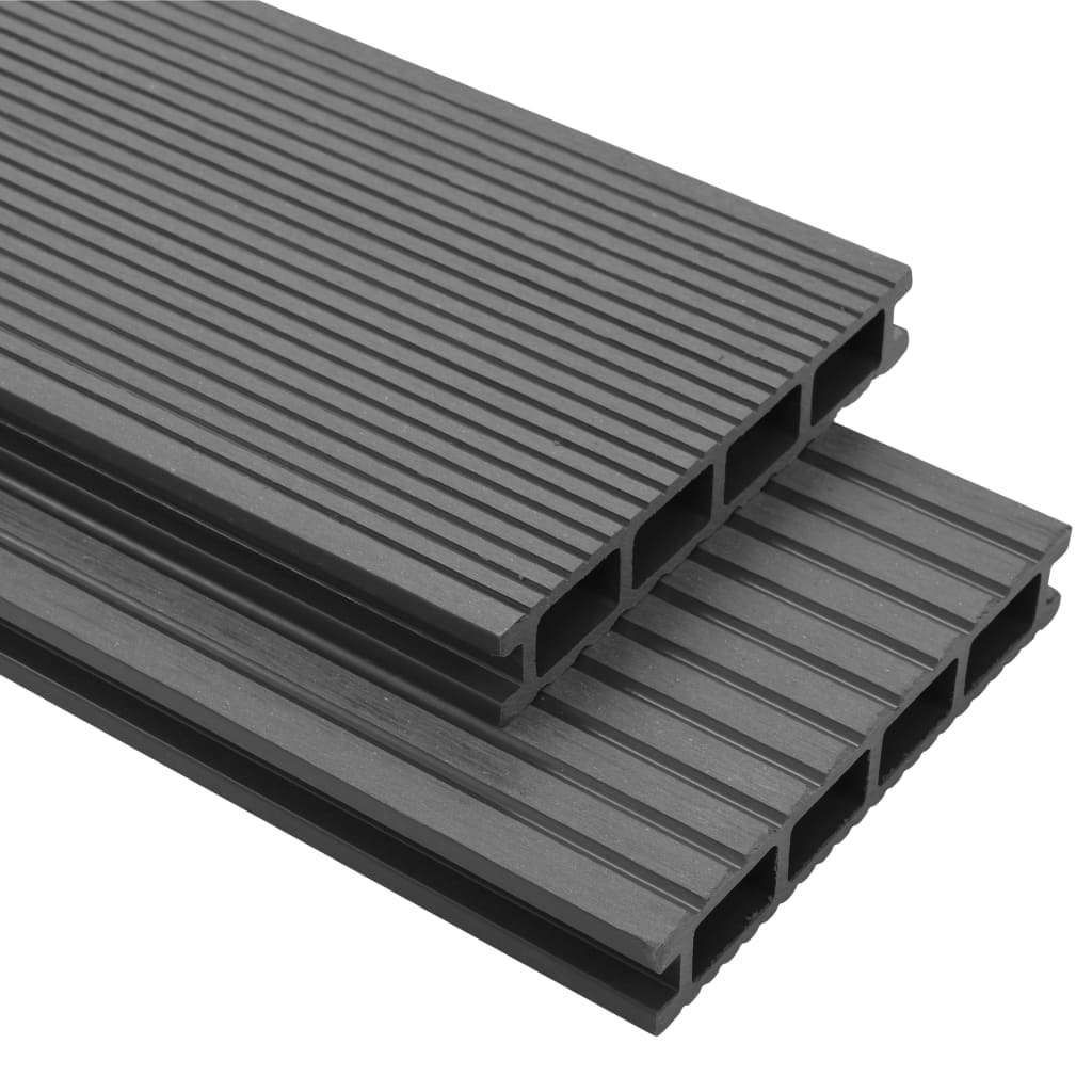 WPC Decking Boards with Accessories 20 m² 2,2 m Grey (10x42387)