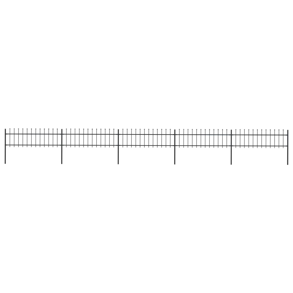 Garden Fence with Spear Top Steel 8,5 m Black (5x144923)