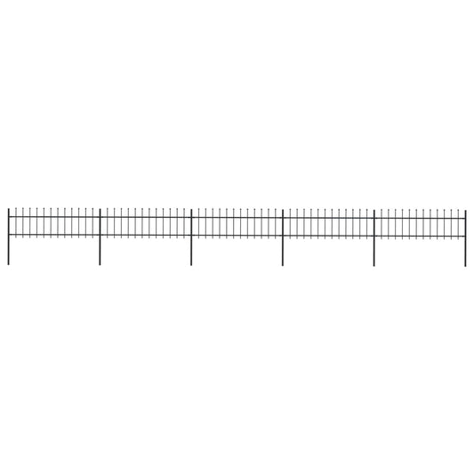 Garden Fence with Spear Top Steel 8,5 m Black (5x144923)