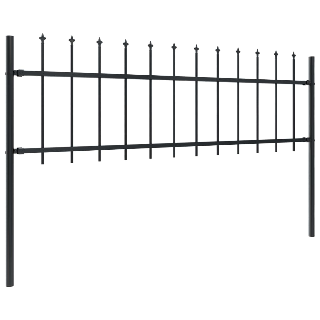 Garden Fence with Spear Top Steel 8,5 m Black (5x144923)