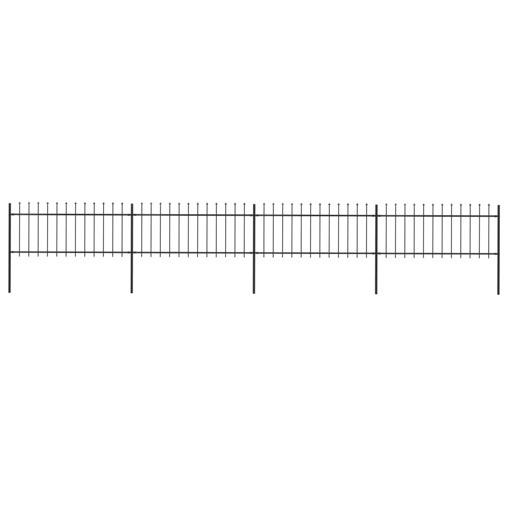 Garden Fence with Spear Top Steel 6,8 m Black (4x144924)