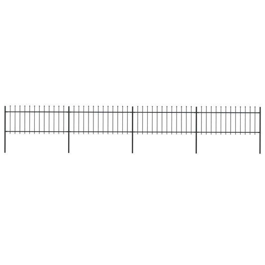 Garden Fence with Spear Top Steel 6,8 m Black (4x144924)