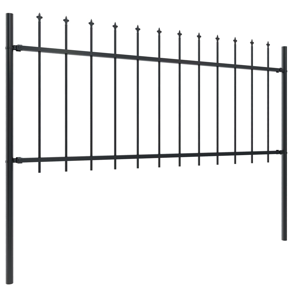 Garden Fence with Spear Top Steel 6,8 m Black (4x144924)