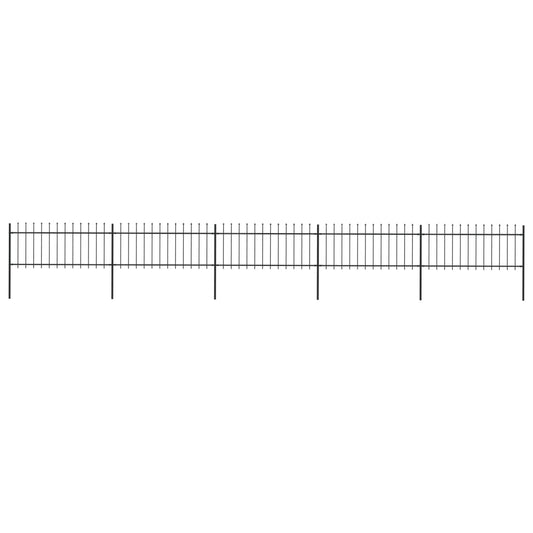 Garden Fence with Spear Top Steel 8,5 m Black (5x144924)