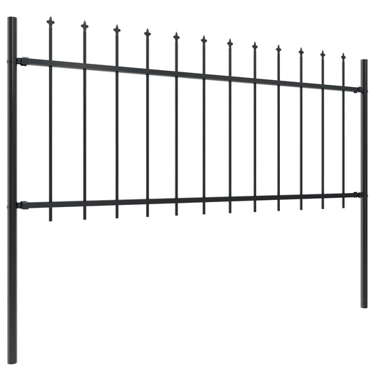 Garden Fence with Spear Top Steel 8,5 m Black (5x144924)