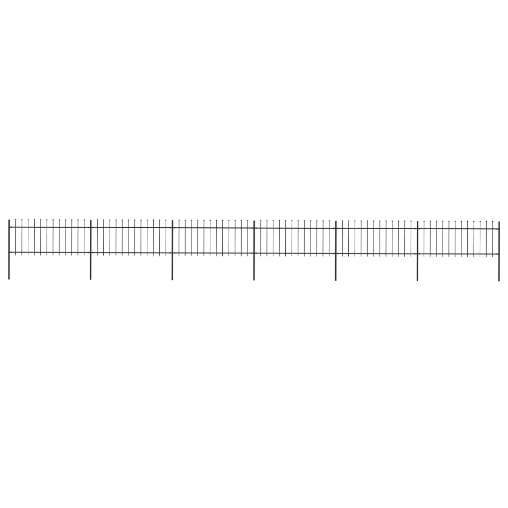 Garden Fence with Spear Top Steel 10,2 m Black (6x144924)