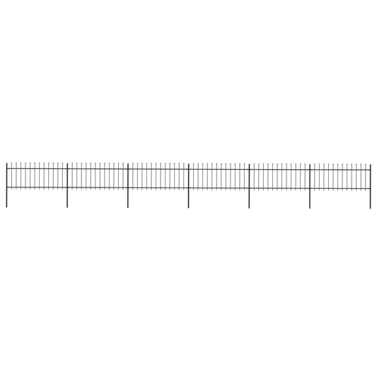 Garden Fence with Spear Top Steel 10,2 m Black (6x144924)