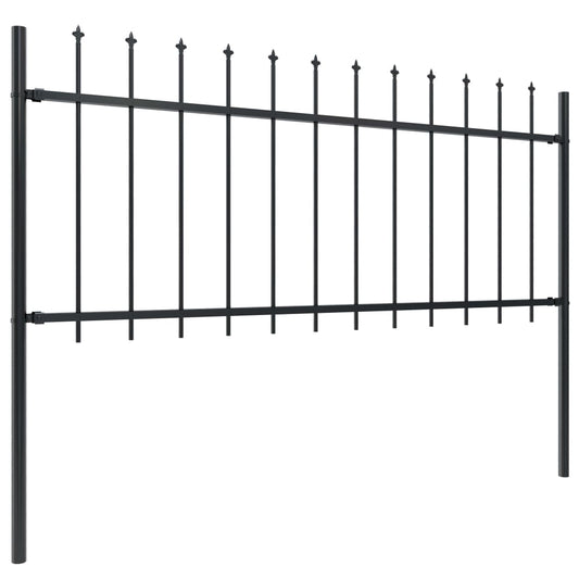 Garden Fence with Spear Top Steel 10,2 m Black (6x144924)