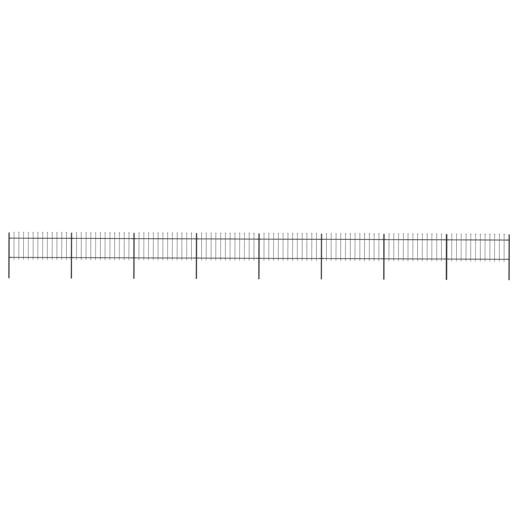 Garden Fence with Spear Top Steel 13,6 m Black (8x144924)