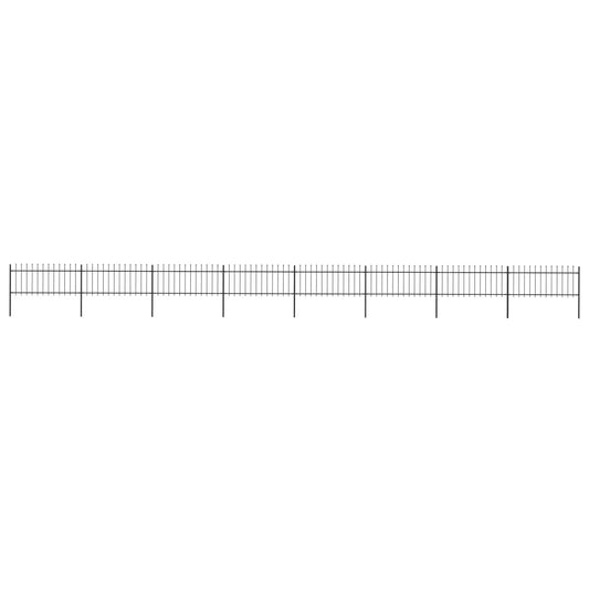 Garden Fence with Spear Top Steel 13,6 m Black (8x144924)