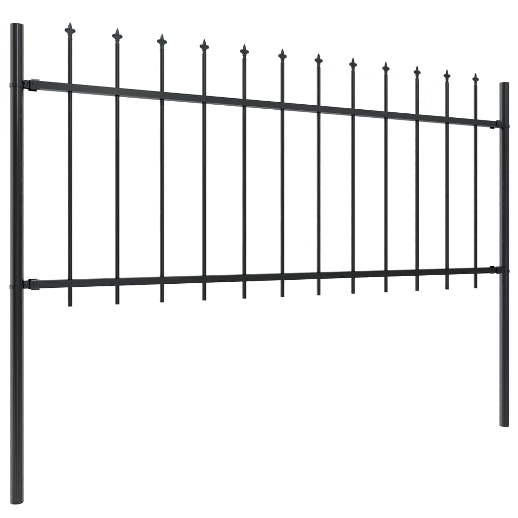 Garden Fence with Spear Top Steel 17 m Black (10x144924)