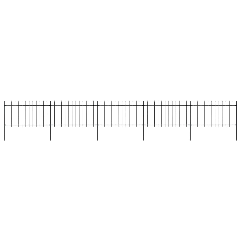 Garden Fence with Spear Top Steel 8,5 m Black (5x144925)