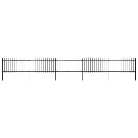 Garden Fence with Spear Top Steel 8,5 m Black (5x144925)