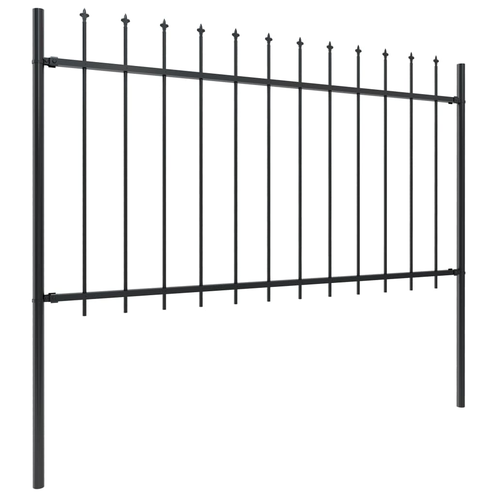 Garden Fence with Spear Top Steel 8,5 m Black (5x144925)