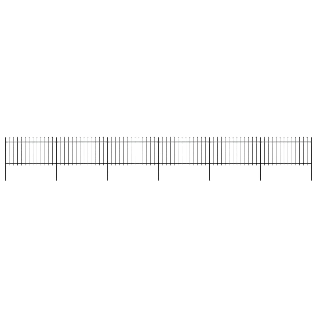 Garden Fence with Spear Top Steel 10,2 m Black (6x144925)