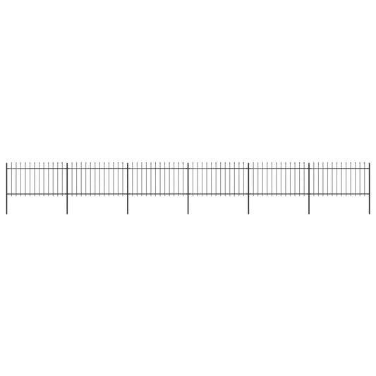 Garden Fence with Spear Top Steel 10,2 m Black (6x144925)