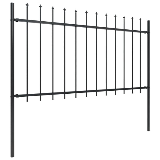 Garden Fence with Spear Top Steel 10,2 m Black (6x144925)