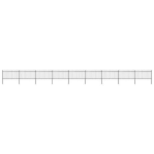 Garden Fence with Spear Top Steel 15,3 m Black (9x144925)