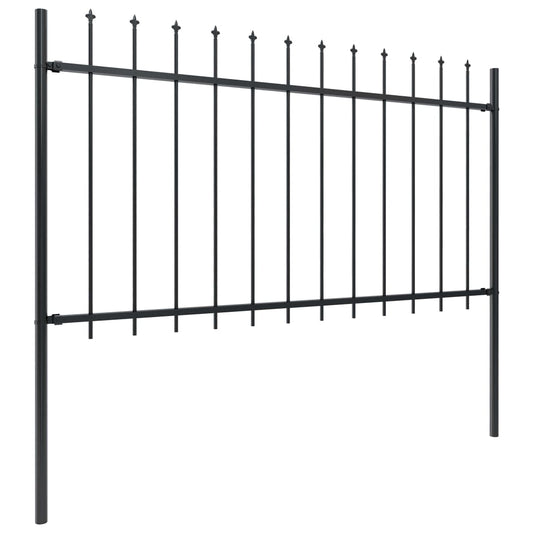 Garden Fence with Spear Top Steel 17 m Black (10x144925)