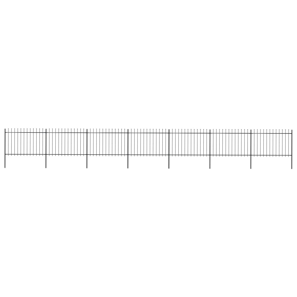 Garden Fence with Spear Top Steel 11,9 m Black (7x144926)