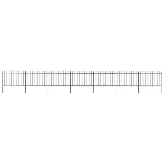 Garden Fence with Spear Top Steel 11,9 m Black (7x144926)