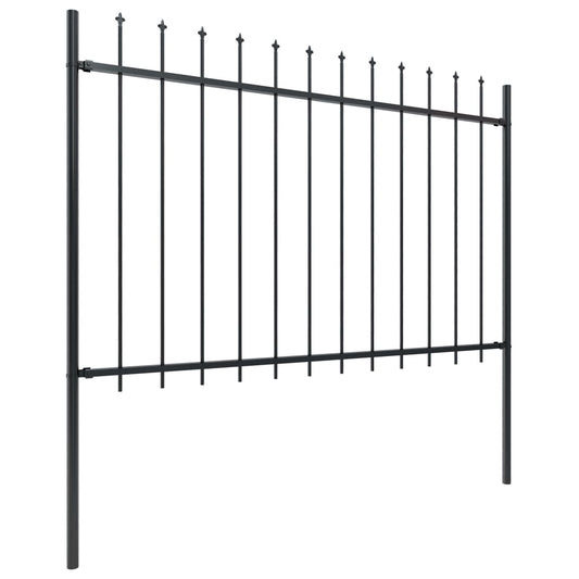 Garden Fence with Spear Top Steel 11,9 m Black (7x144926)