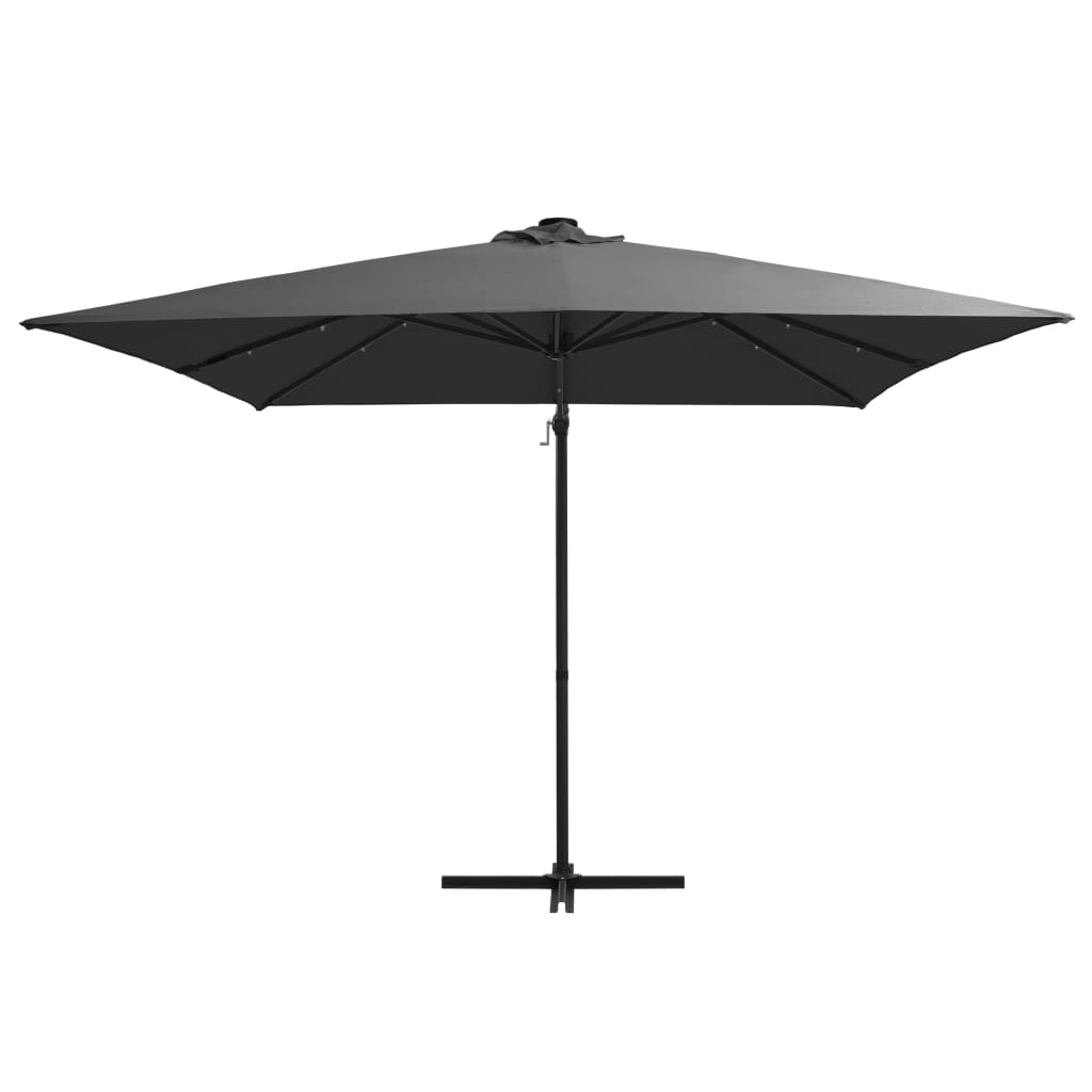 Cantilever Garden Parasol with LED lights and Steel Pole 250x250 cm Anthracite