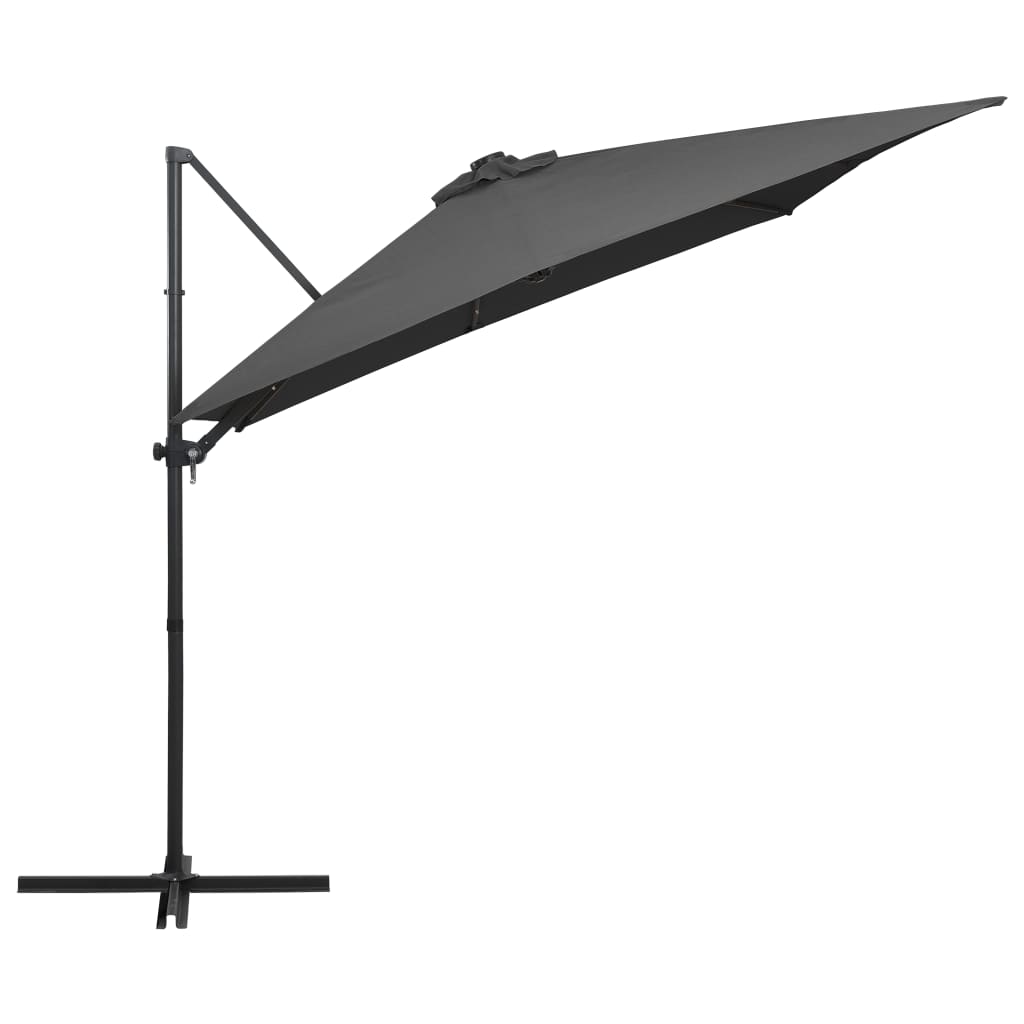 Cantilever Garden Parasol with LED lights and Steel Pole 250x250 cm Anthracite