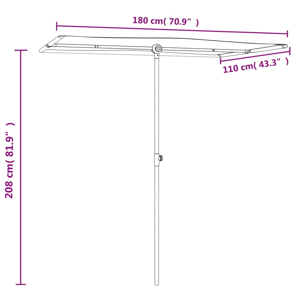 Outdoor Parasol with Aluminium Pole 180x110 cm Taupe