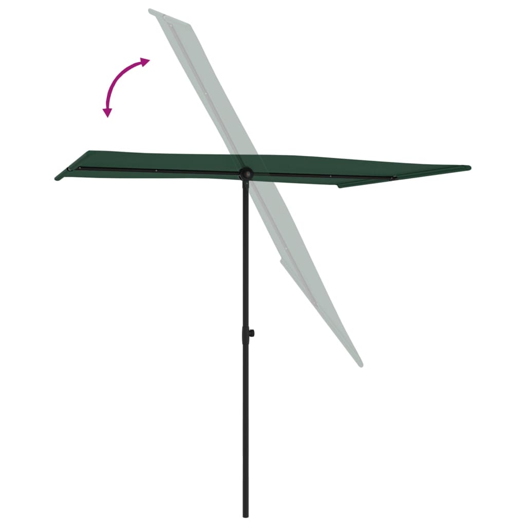 Garden Parasol with Aluminium Pole 2x1,5 m Green