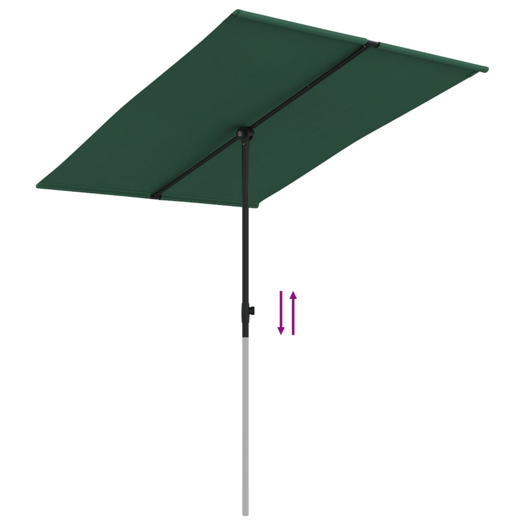 Garden Parasol with Aluminium Pole 2x1,5 m Green