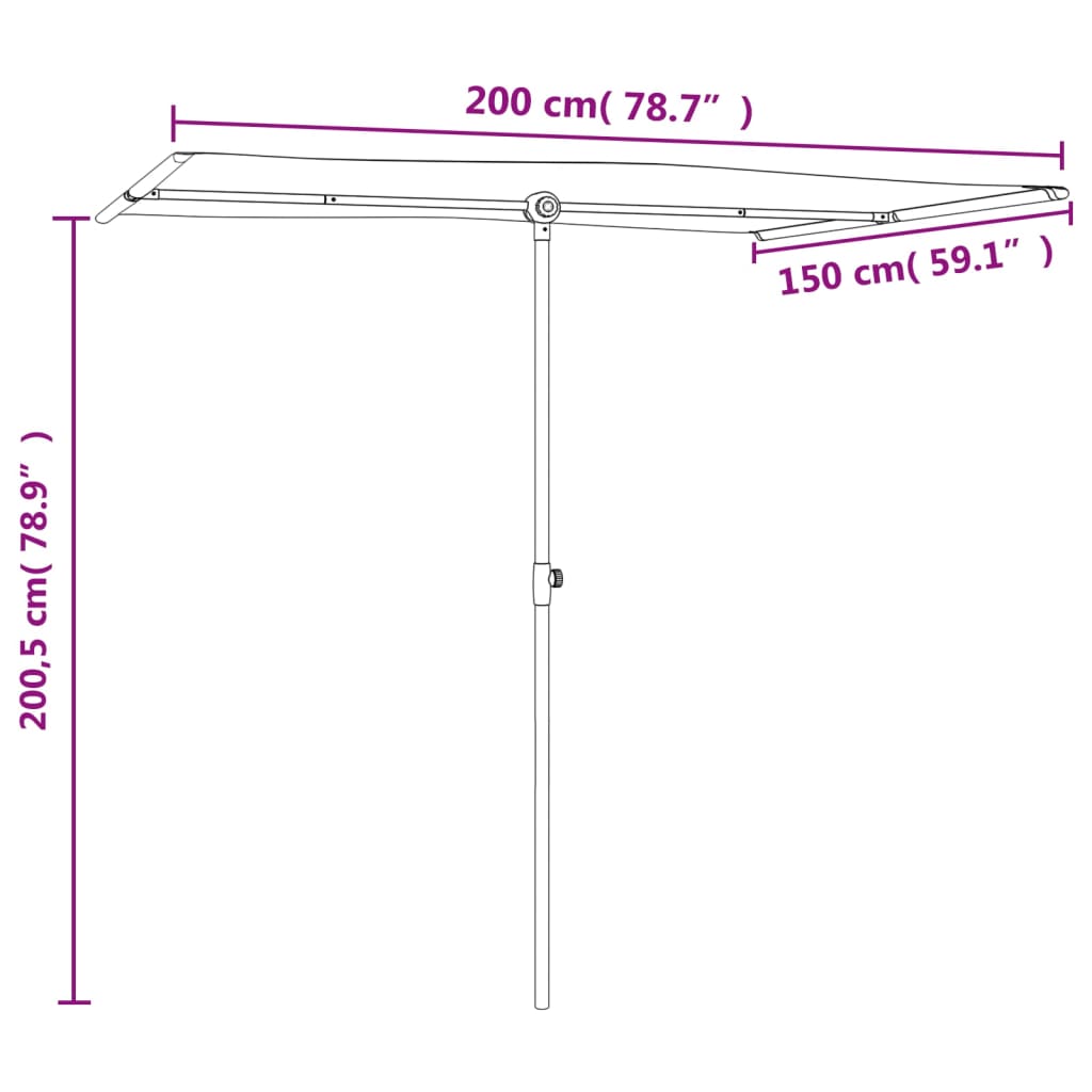 Garden Parasol with Aluminium Pole 2x1,5 m Green