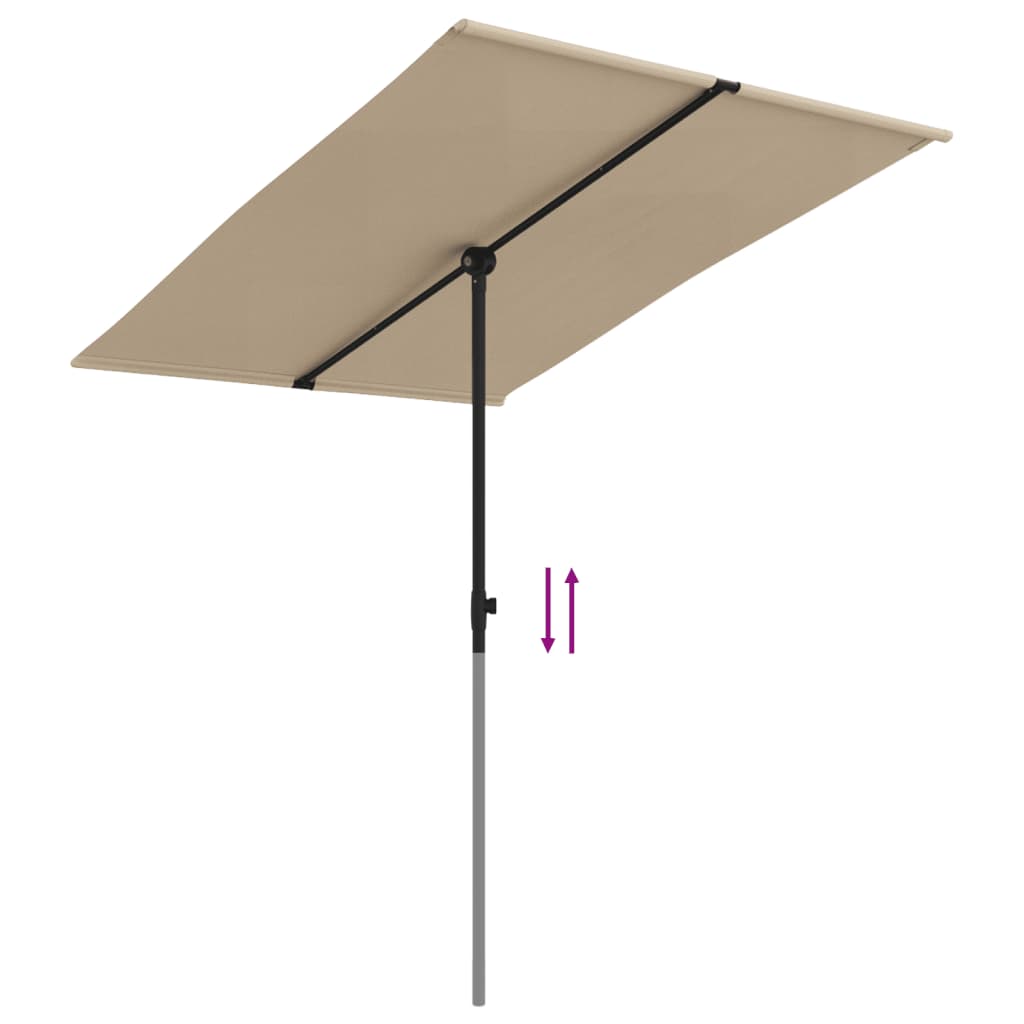 Garden Parasol with Aluminium Pole 2x1,5 m Taupe